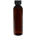 6 oz. Light Amber PET Cosmo Round Bottle with 24/400 Black Ribbed Child-Resistant Cap (CRC) with F217 Liner