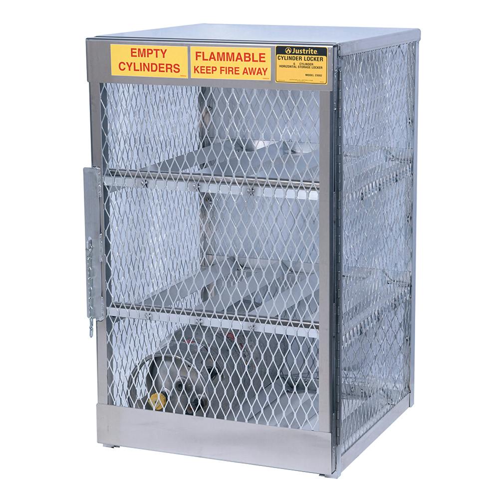 20 lb. to 33 lb. Horizontal 6 Cylinder Capacity Justrite® LPG Locker with 2 Removable Shelves & 1 Manual-Close Door