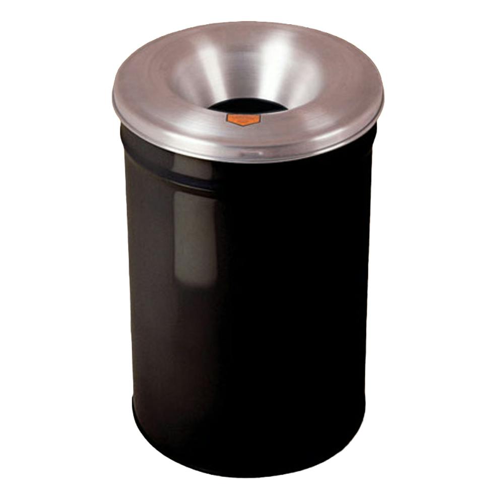 6 Gallon Black Cease-Fire® Steel Fire-Safe Waste Receptacle with Aluminum Head
