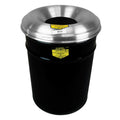 15 Gallon Black Cease-Fire® Steel Fire-Safe Waste Receptacle with Aluminum Head