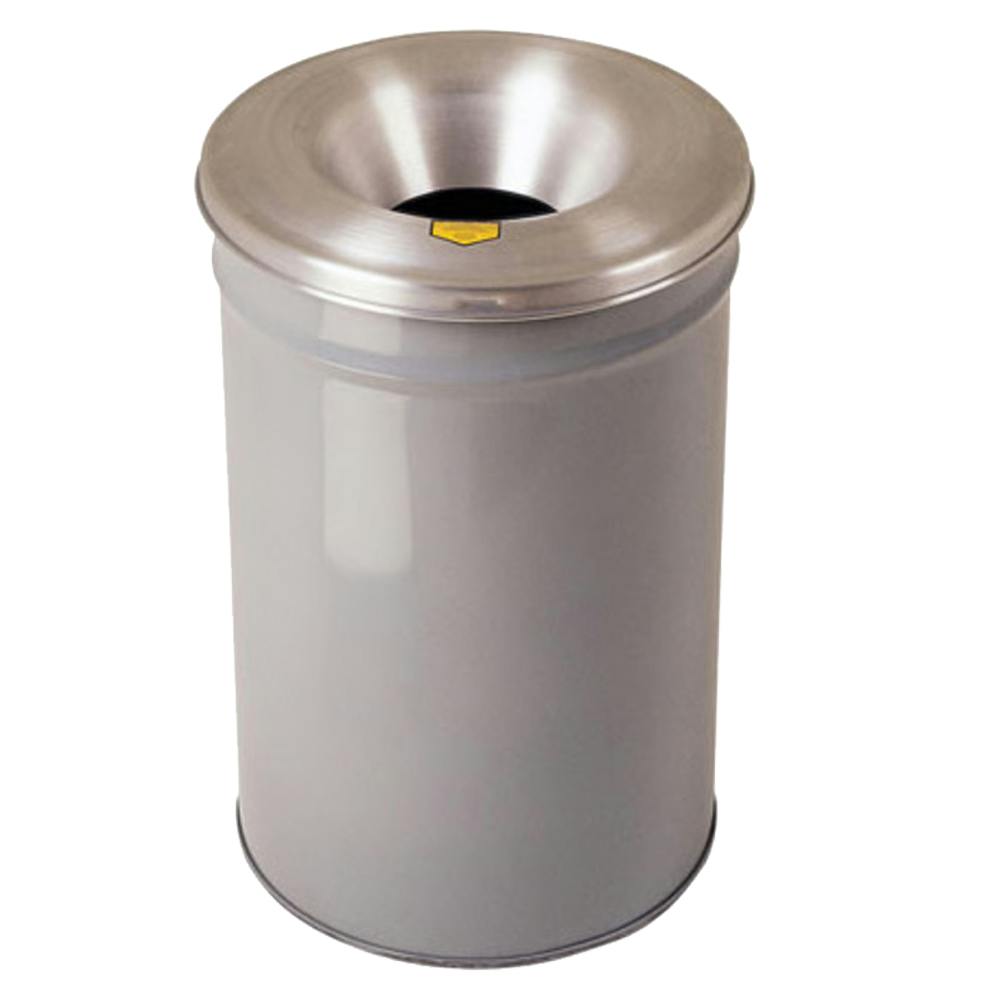 30 Gallon Gray Cease-Fire® Steel Fire-Safe Waste Receptacle with Aluminum Head