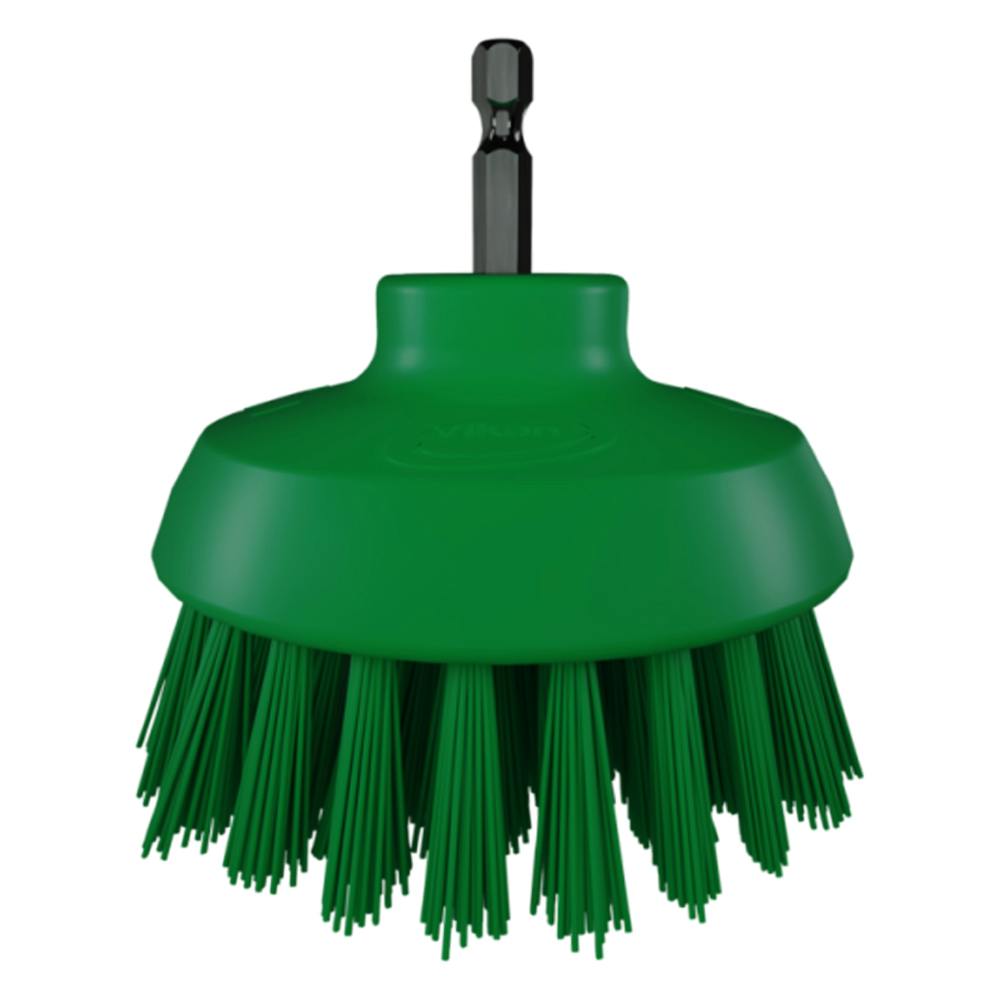 3.5" Dia. Green Polypropylene Vikan® HyDrive Round Brush with Extra Stiff Polyester Bristles