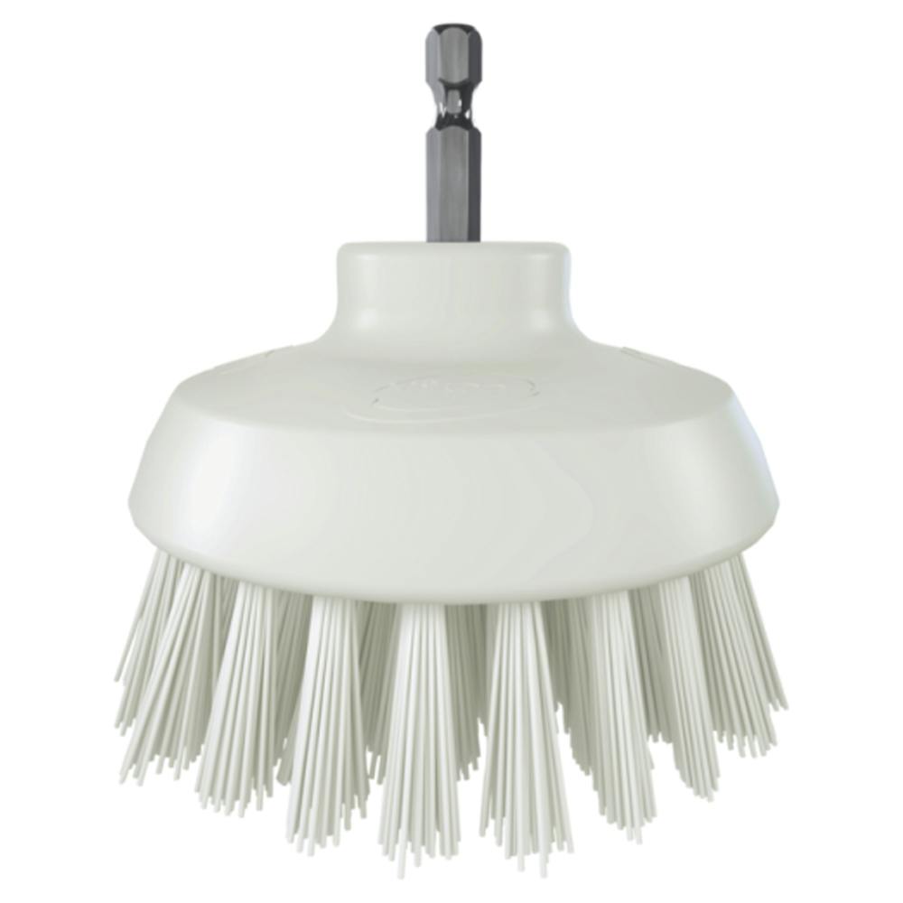 3.5" Dia. White Polypropylene Vikan® HyDrive Round Brush with Extra Stiff Polyester Bristles