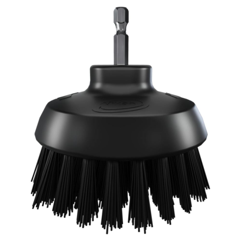 3.5" Dia. Black Polypropylene Vikan® HyDrive Round Brush with Extra Stiff Polyester Bristles