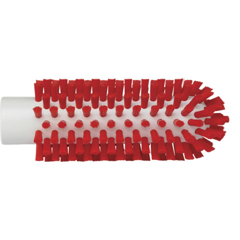 2" Dia. Red Polypropylene Vikan® Threaded Pipe Brush Head with Stiff Polyester Bristles (Handle Sold Separately)