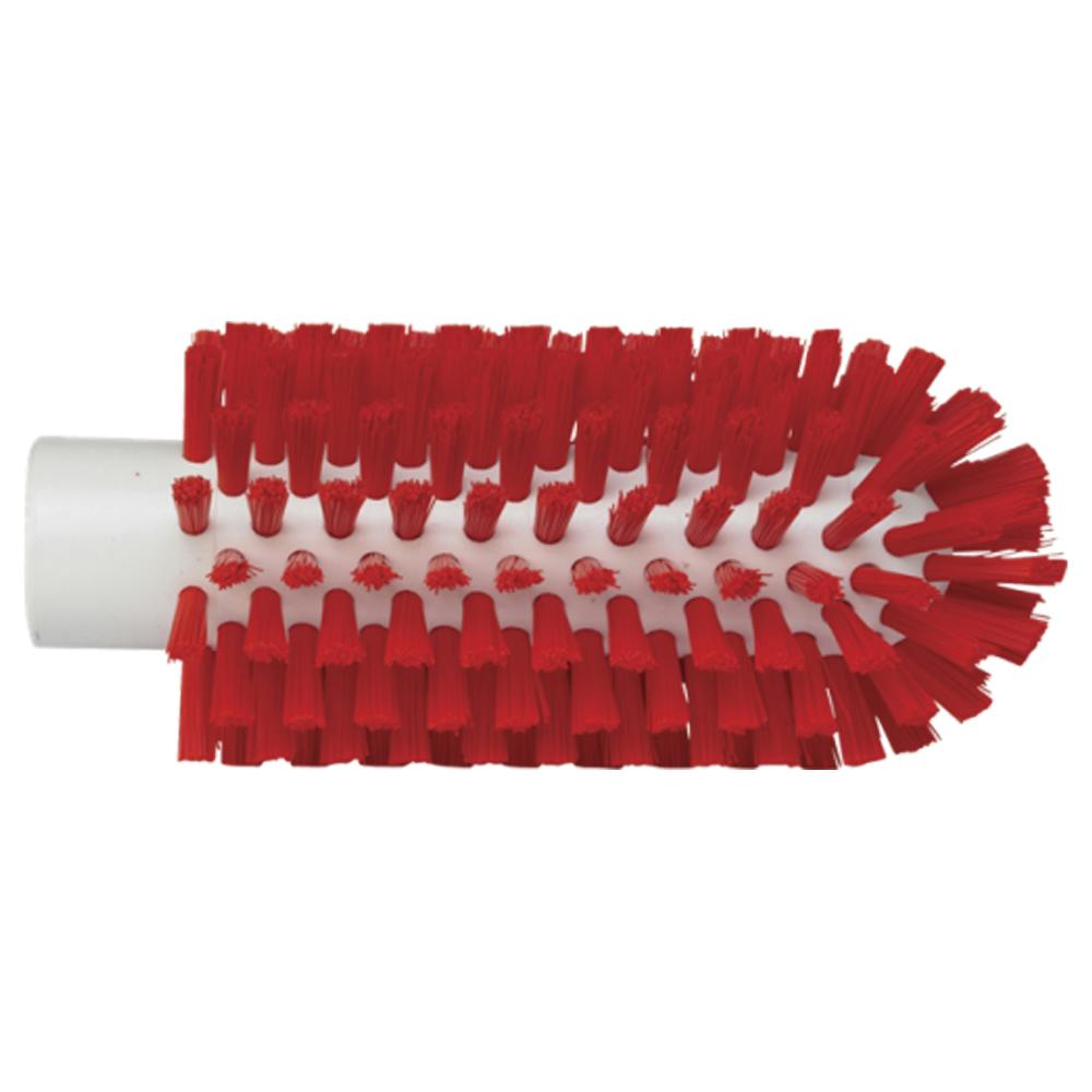 2.5" Dia. Red Polypropylene Vikan® Threaded Pipe Brush Head with Stiff Polyester Bristles (Handle Sold Separately)
