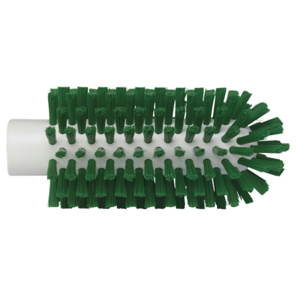 2.5" Dia. Green Polypropylene Vikan® Threaded Pipe Brush Head with Stiff Polyester Bristles (Handle Sold Separately)