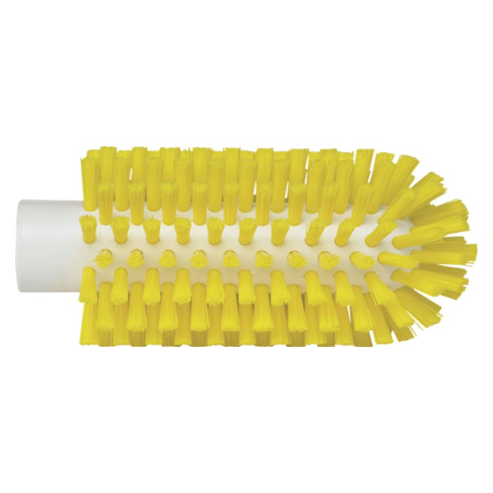 2.5" Dia. Yellow Polypropylene Vikan® Threaded Pipe Brush Head with Stiff Polyester Bristles (Handle Sold Separately)