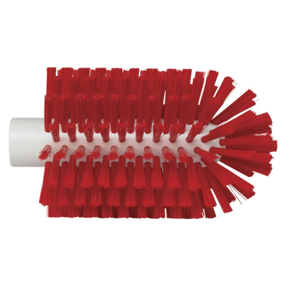 3.5" Dia. Red Polypropylene Vikan® Threaded Pipe Brush Head with Medium Polyester Bristles (Handle Sold Separately)