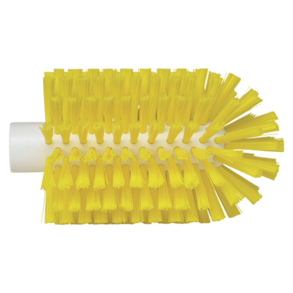 3.5" Dia. Yellow Polypropylene Vikan® Threaded Pipe Brush Head with Medium Polyester Bristles (Handle Sold Separately)