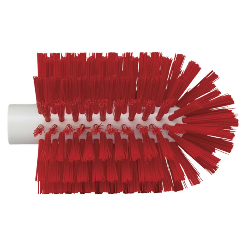 4.1" Dia. Red Polypropylene Vikan® Threaded Pipe Brush Head with Medium Polyester Bristles (Handle Sold Separately)