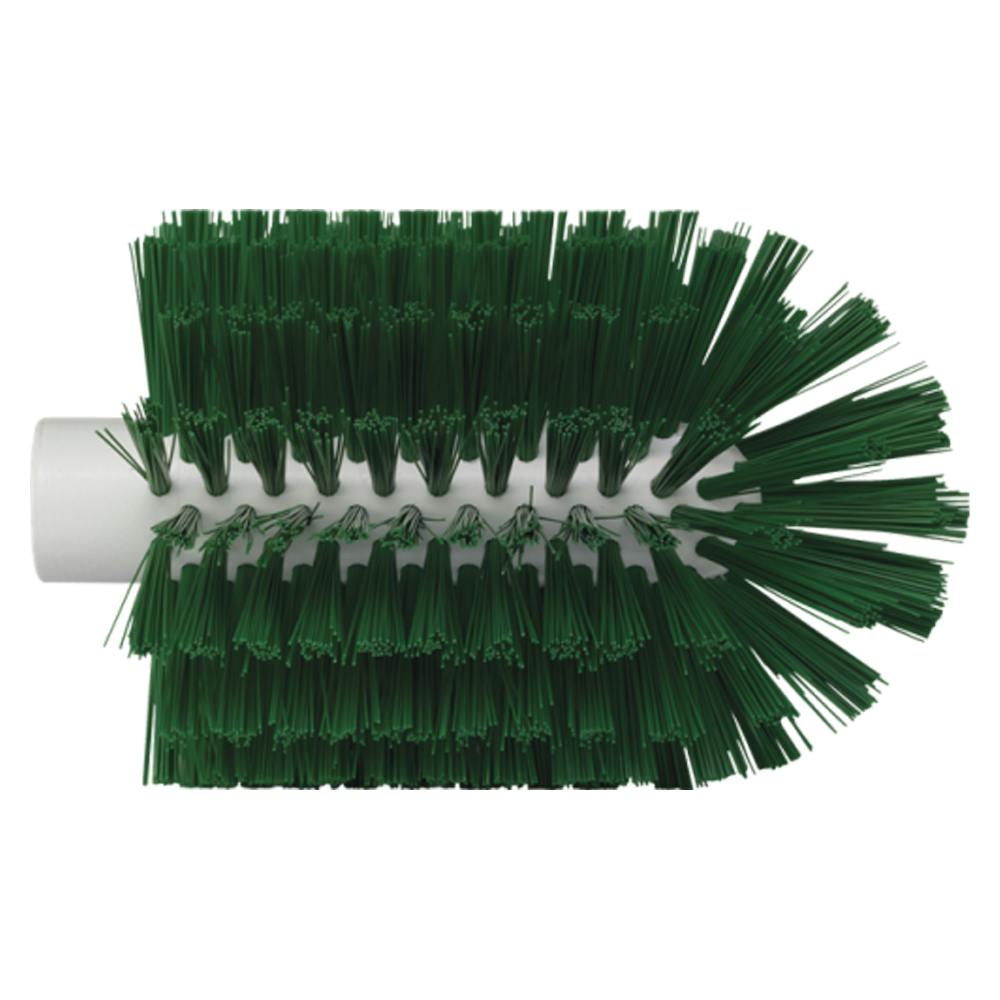 4.1" Dia. Green Polypropylene Vikan® Threaded Pipe Brush Head with Medium Polyester Bristles (Handle Sold Separately)