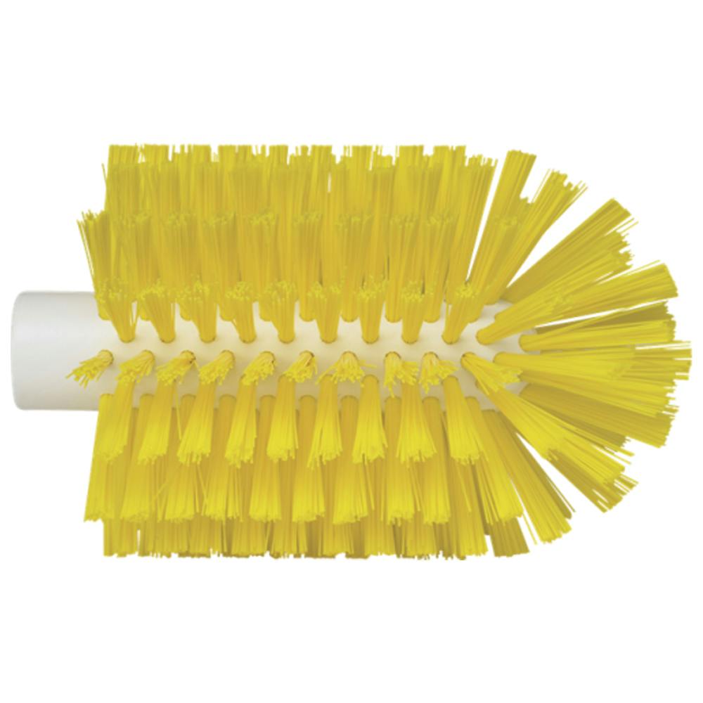 4.1" Dia. Yellow Polypropylene Vikan® Threaded Pipe Brush Head with Medium Polyester Bristles (Handle Sold Separately)