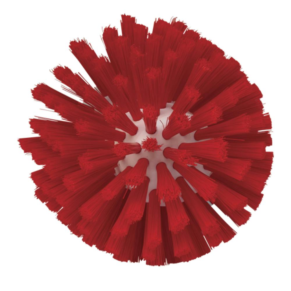 5.3" Dia. Red Polypropylene Vikan® Threaded Pipe Brush Head with Medium Polyester Bristles (Handle Sold Separately)