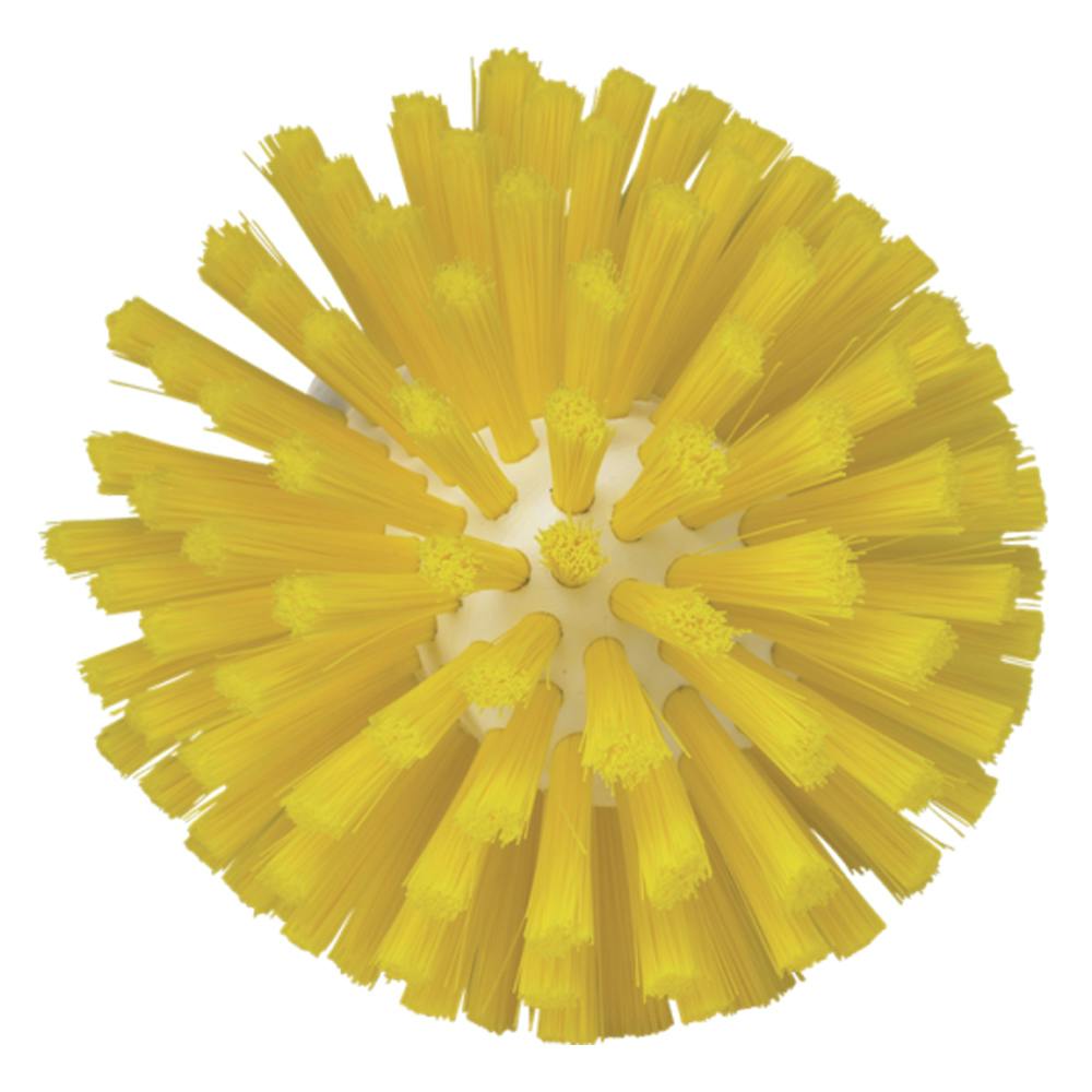 5.3" Dia. Yellow Polypropylene Vikan® Threaded Pipe Brush Head with Medium Polyester Bristles (Handle Sold Separately)