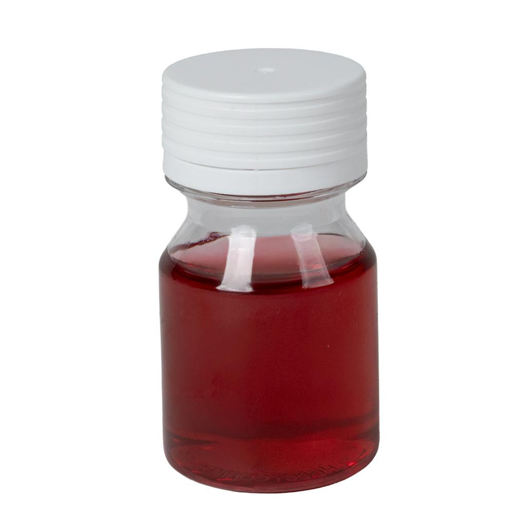30mL Clear PET Energy Shot Bottle with White Spiral™ Tamper-Evident Cap