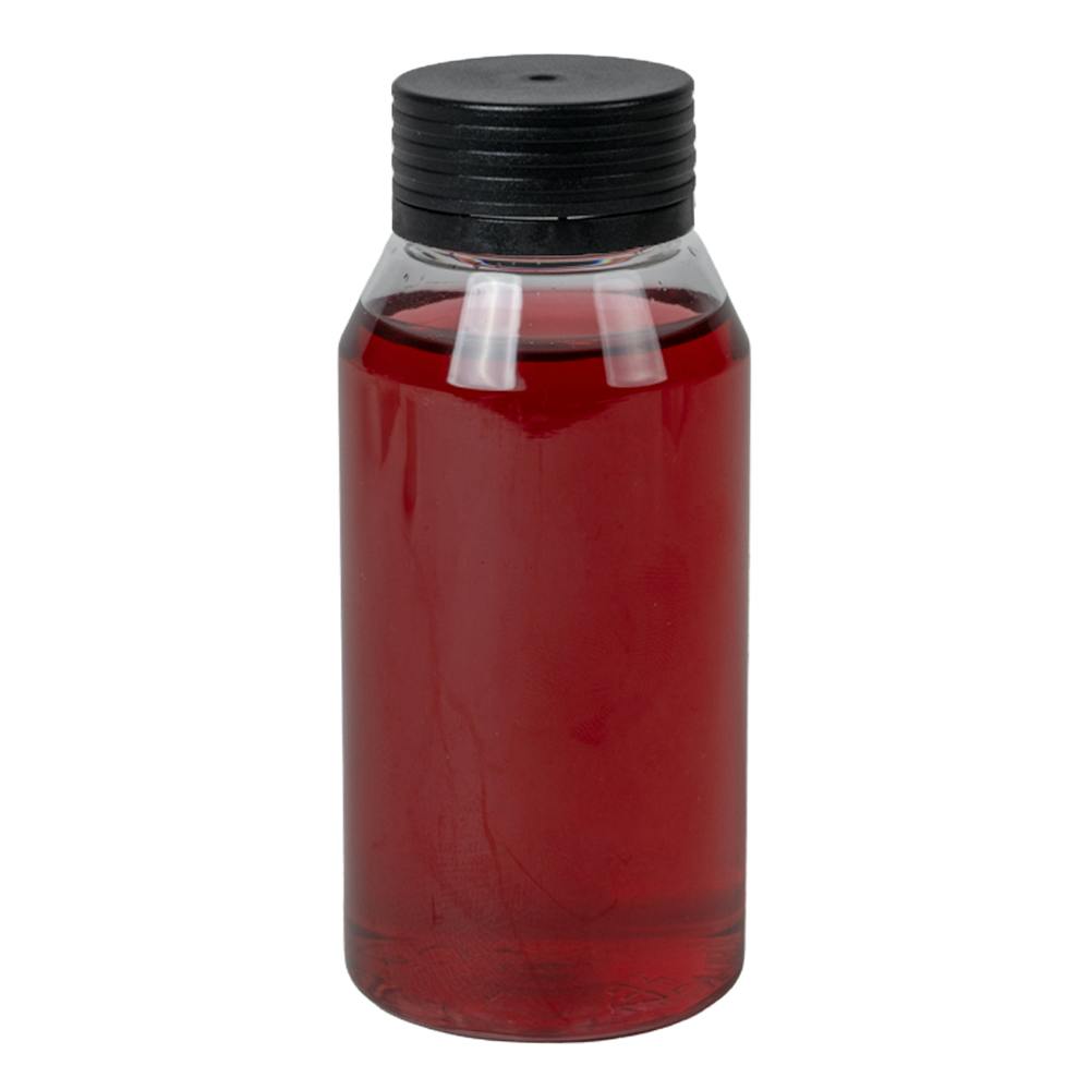100mL Mini Clear PET Energy Shot Bottle with Black Spiral™ Tamper-Evident Cap