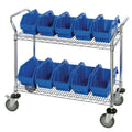 2-Shelf Quick Pick Bin Mobile Cart with 10 Blue Large Bins