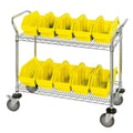 2-Shelf Quick Pick Bin Mobile Cart with 10 Yellow Large Bins
