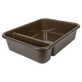 Quantum® Brown Polypropylene Bus Box with Cutlery Tray 20" W x 15" L x 5" Hgt.