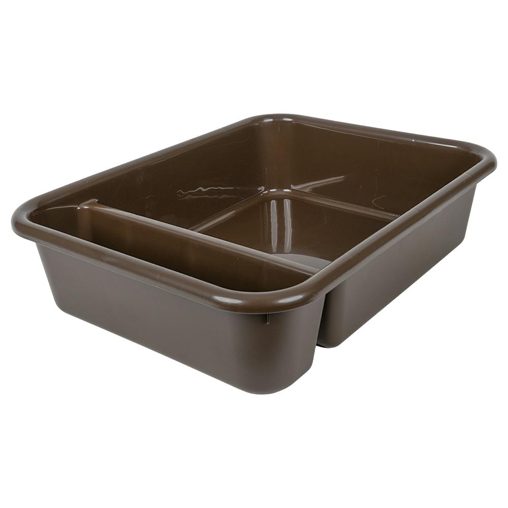 Quantum® Brown Polypropylene Bus Box with Cutlery Tray 20" W x 15" L x 5" Hgt.
