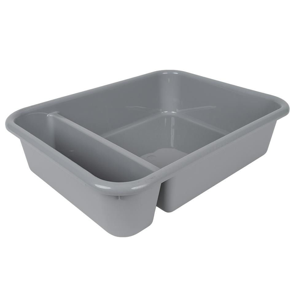 Quantum® Gray Polypropylene Bus Box with Cutlery Tray 20" W x 15" L x 5" Hgt.