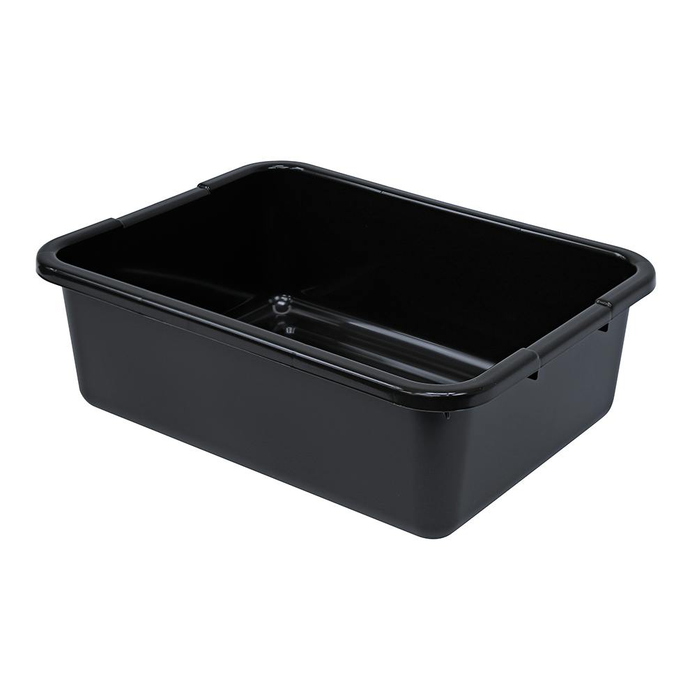 Quantum® 9.5 Gallon Black Polypropylene Ribbed Bottom Tote 21" L x 15" W x 7" Hgt.
