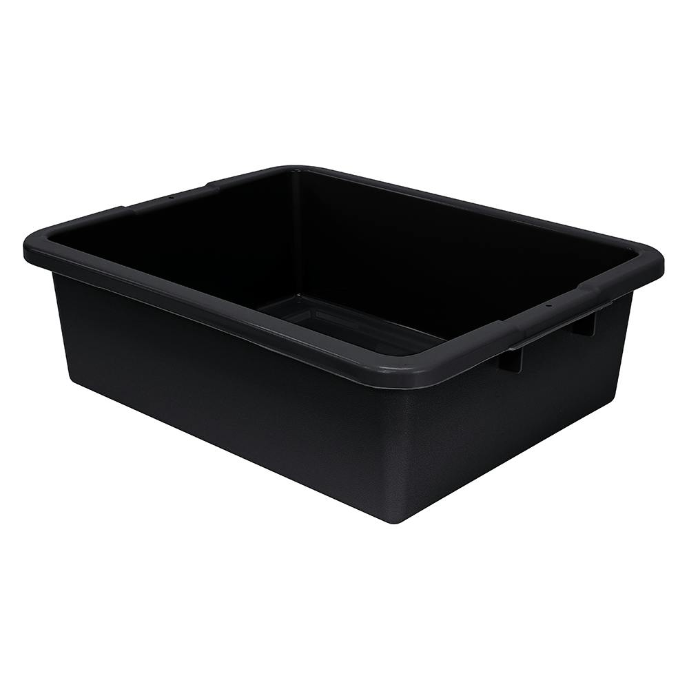 Quantum® 11.3 Gallon Black Polypropylene Ribbed Bottom Tote 22" L x 17" W x 7" Hgt.