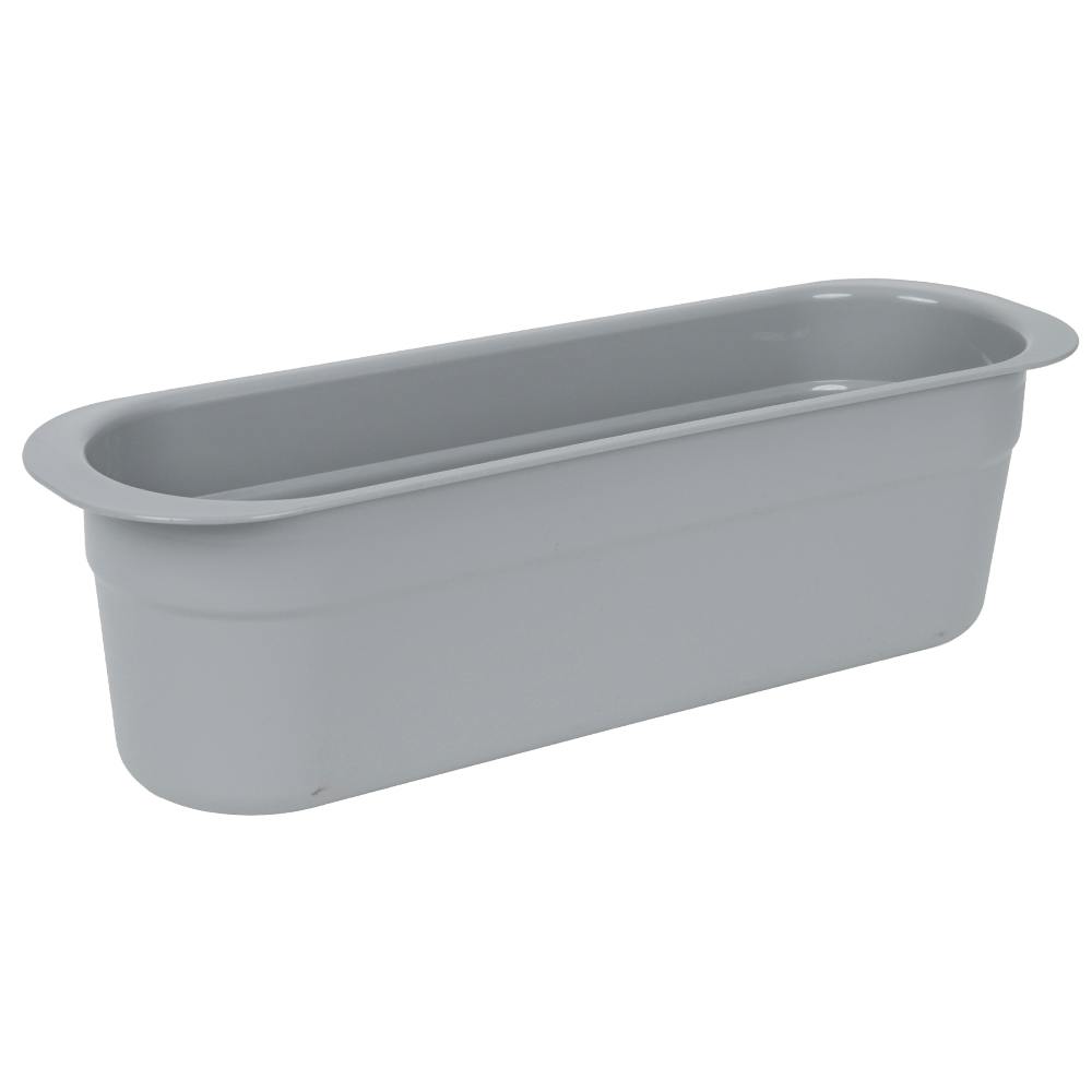 Quantum® 1.1 Gallon Gray Polypropylene Flat Bottom Tote 14" L x 4" W x 4" Hgt.