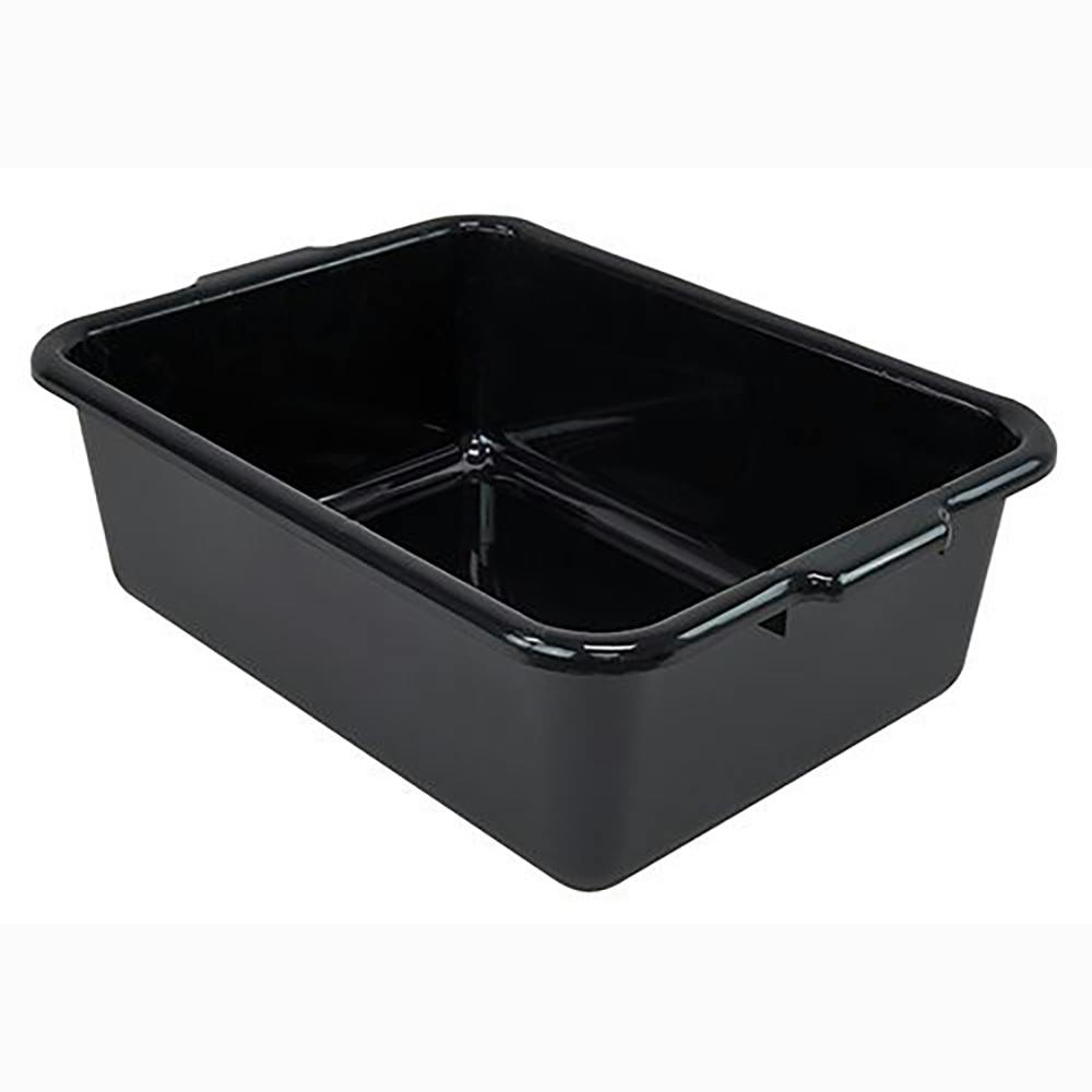 Quantum® 9.5 Gallon Black Polypropylene Flat Bottom Tote with External Handles 21" L x 15" W x 7" Hgt.