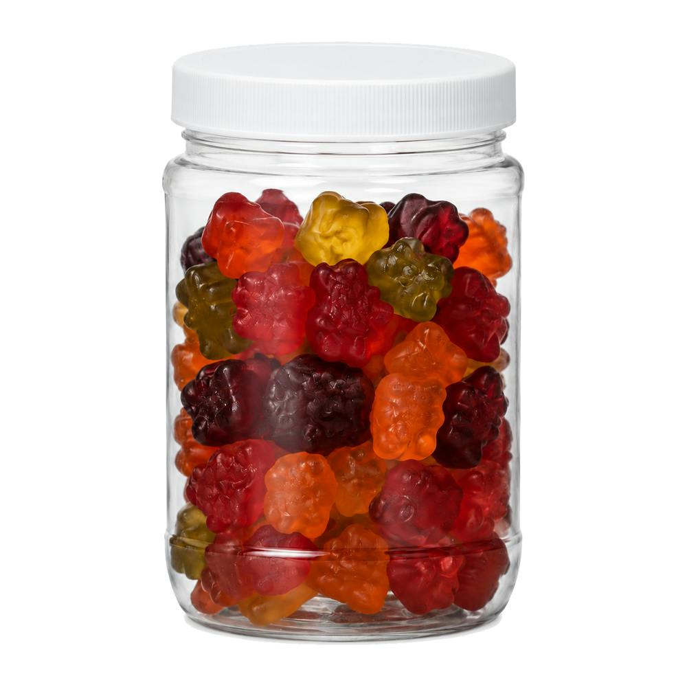 12 oz. Clear PET Round Jar with Label Panel & 70/400 White Ribbed Cap with F217 Liner