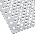 0.050" x 48" x 96" Silver Aluminum Perforated Sheet with Staggered Rows - 1/8" Round Holes on 3/16" Centers