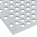 0.063" x 36" x 96" Silver Aluminum Perforated Sheet with Staggered Rows - 3/16" Round Holes on 5/16" Centers