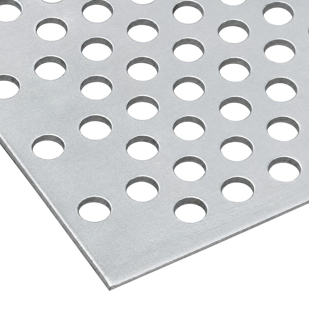 0.063" x 36" x 96" Silver Aluminum Perforated Sheet with Staggered Rows - 3/16" Round Holes on 5/16" Centers
