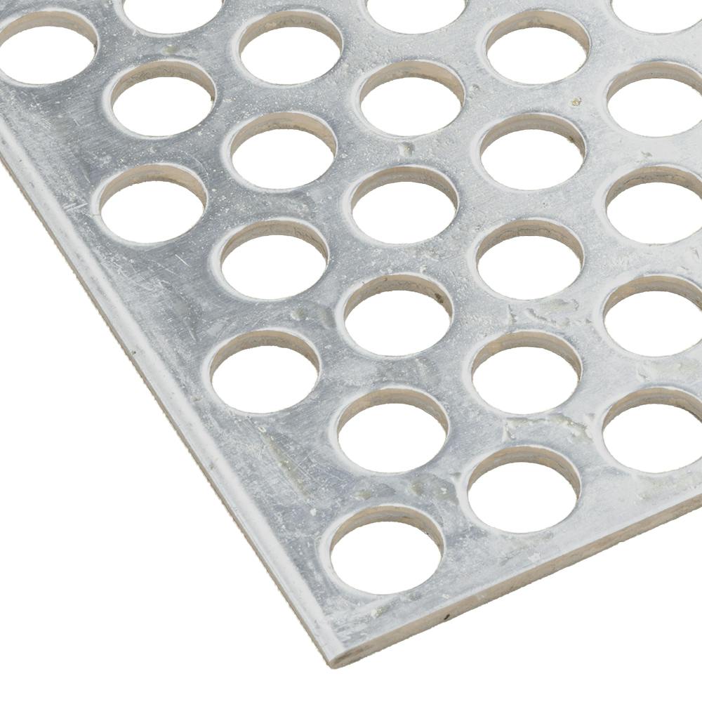0.125" x 48" x 96" Silver Aluminum Perforated Sheet with Staggered Rows - 1/2" Round Holes on 11/16" Centers