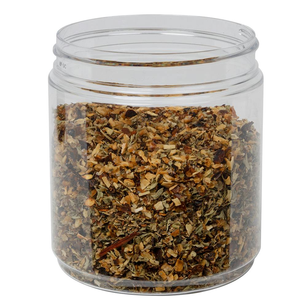 16 oz. Clear PET Round Jar (No Label Panel) with 83/400 Neck (Cap Sold Separately)