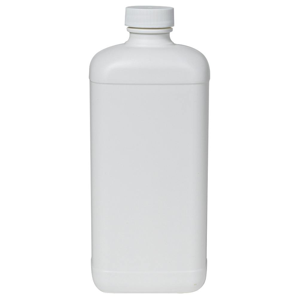 16 oz. White HDPE Blake Oblong Bottle with 28/400 White Ribbed Cap with F217 Liner