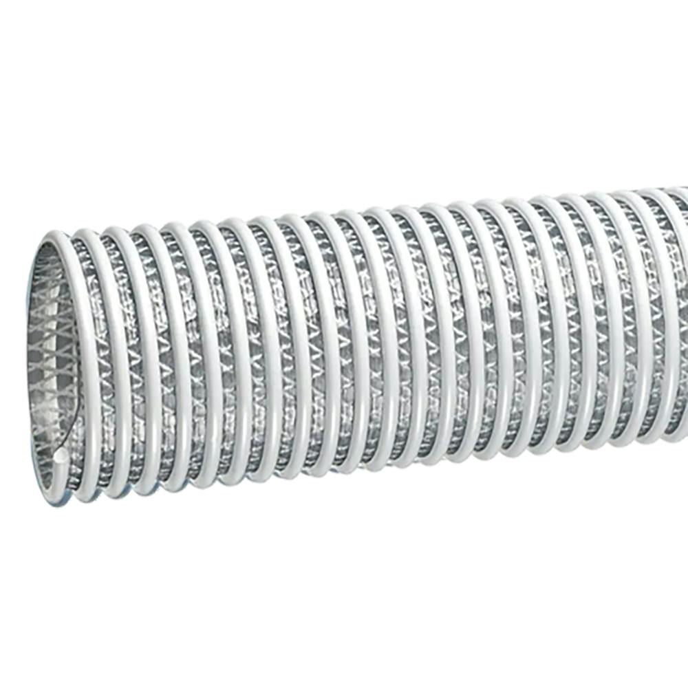 1-1/2" ID x 1.95" OD Tigerflex® WSTF™ Series Double-Ply Fabric-Reinforced Clear PVC Food-Grade Suction & Discharge Hose with White PVC Helix