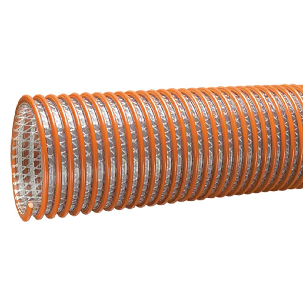 5" ID x 5.98" OD Tigerflex® WST™ Series Heavy-Duty Fabric-Reinforced Clear PVC Suction & Discharge Hose with Orange PVC Helix