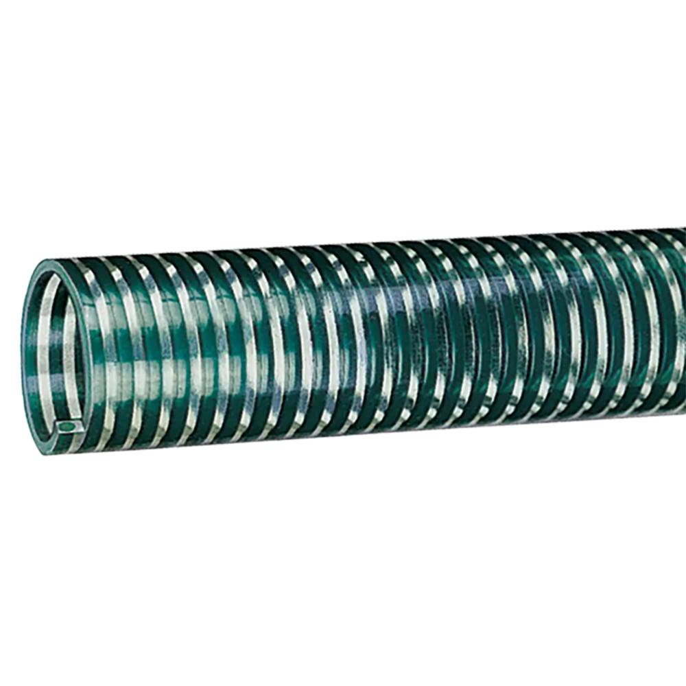 1-1/2" ID x 1.83" OD Tigerflex® K™ Series Standard-Duty Clear PVC Suction Hose with Green Helix