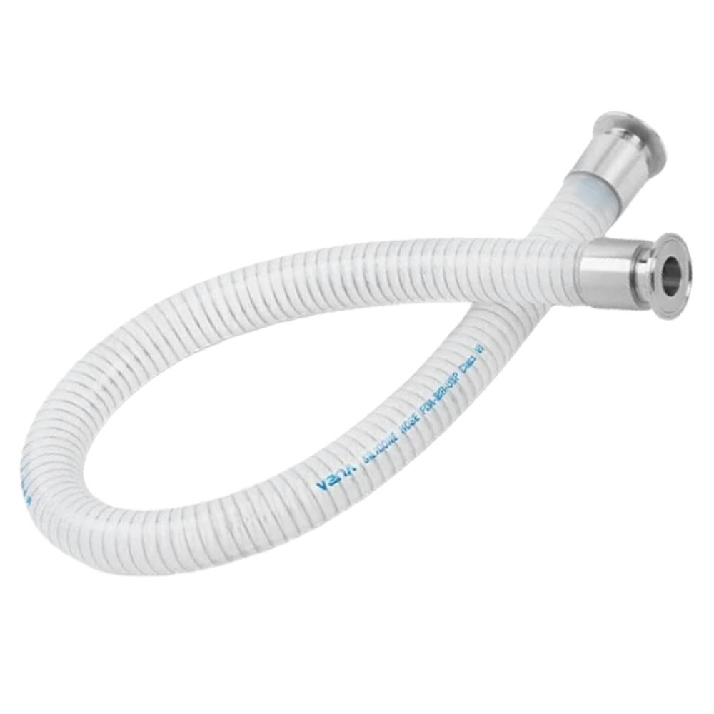 1-1/2" (38mm) ID x 1.94"OD Vena® SIL 630 Series Translucent Wire-Reinforced Platinum-Cured Silicone Hose Assembly with 1-1/2" Tri-Clamp Fittings - 15' Length