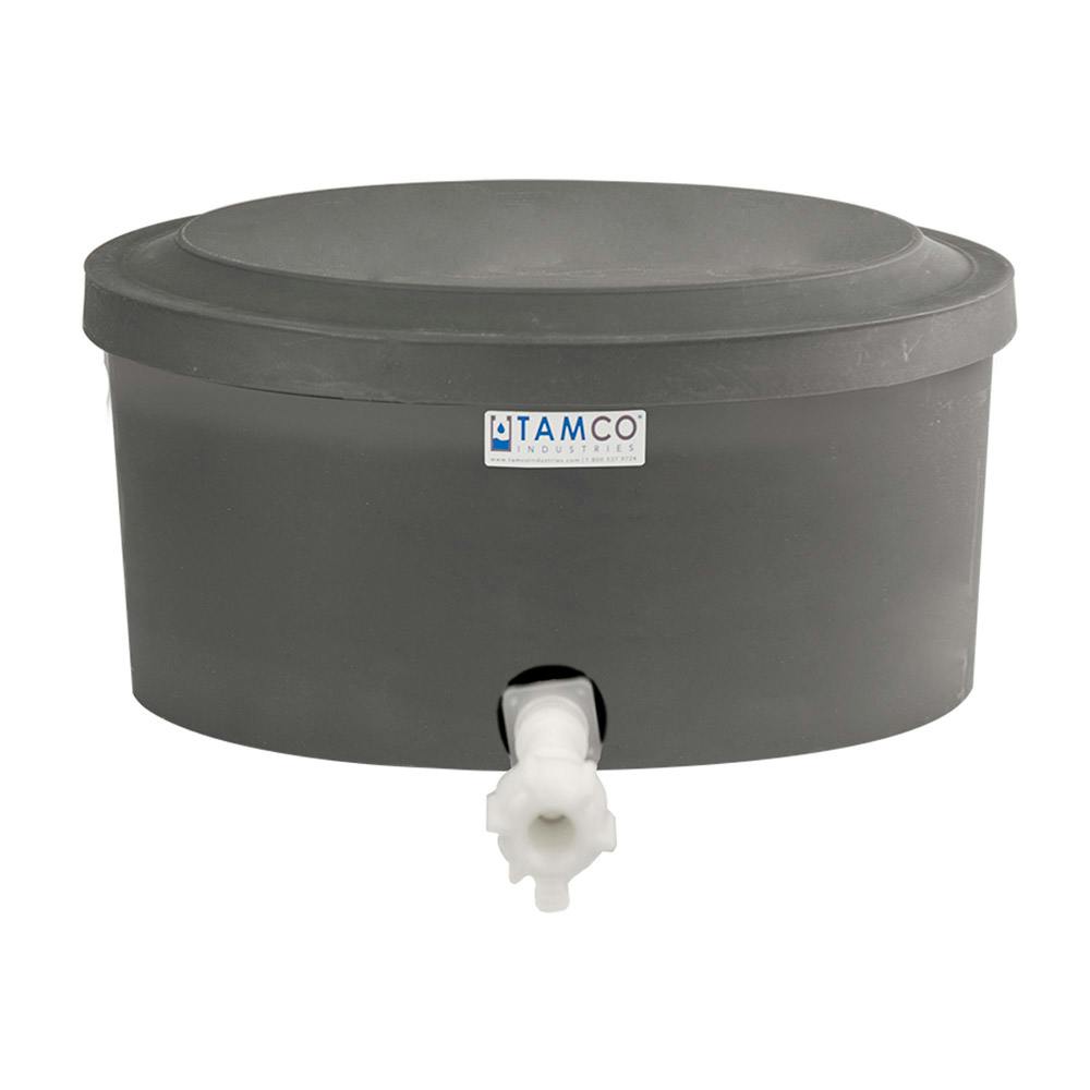 6 Gallon Gray Polyethylene Shallow Tamco® Tank with Cover & Spigot - 7" High