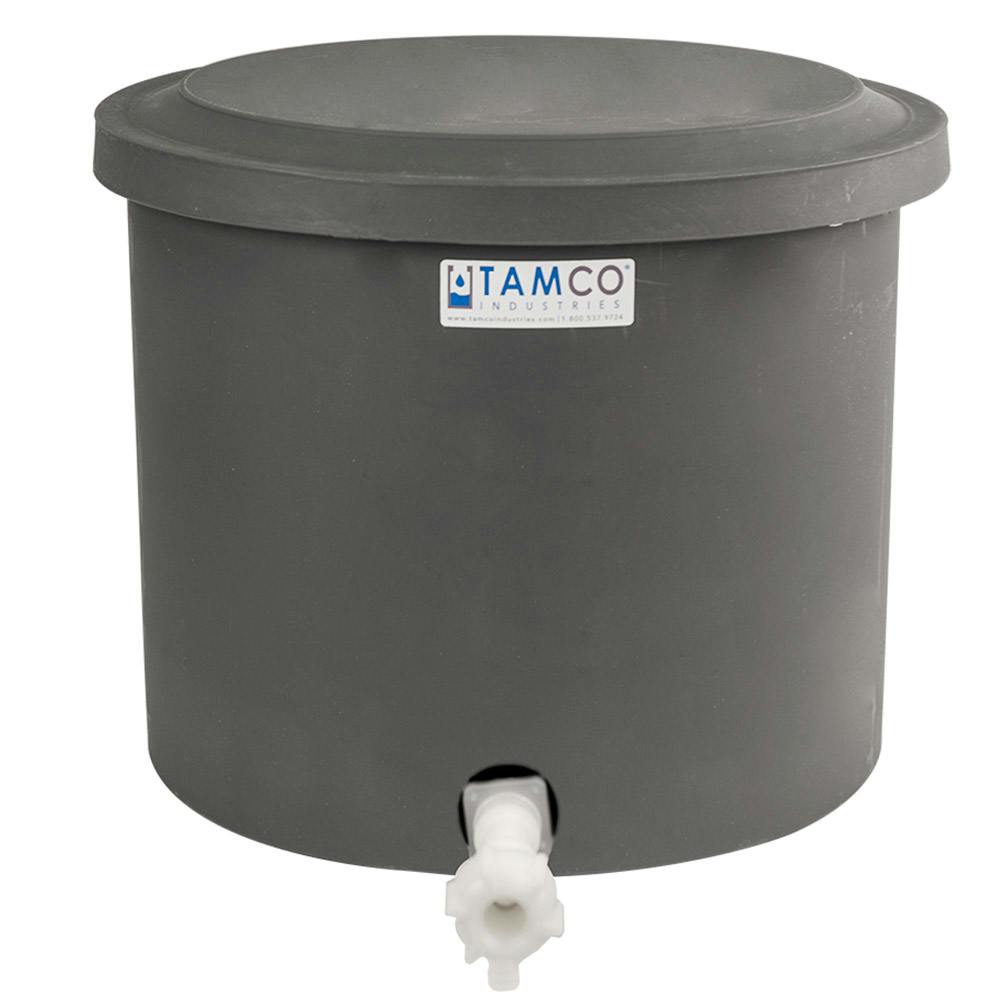 10-12 Gallon Gray Polyethylene Shallow Tamco® Tank with Cover & Spigot - 14" High
