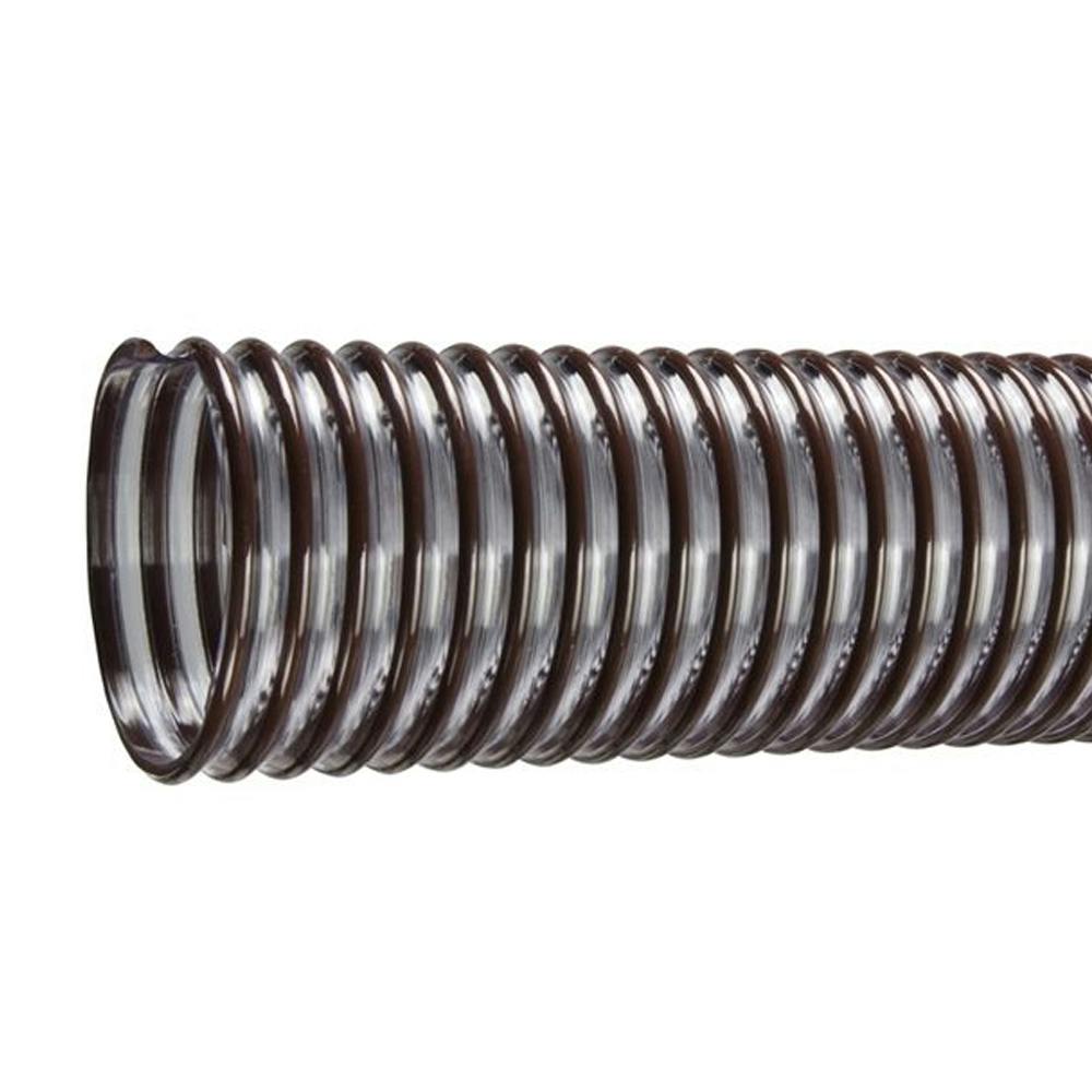 5" ID x 5.47" OD Tigerflex® BARK™ Series Standard-Duty Clear PVC Material Handling Hose with Brown Helix