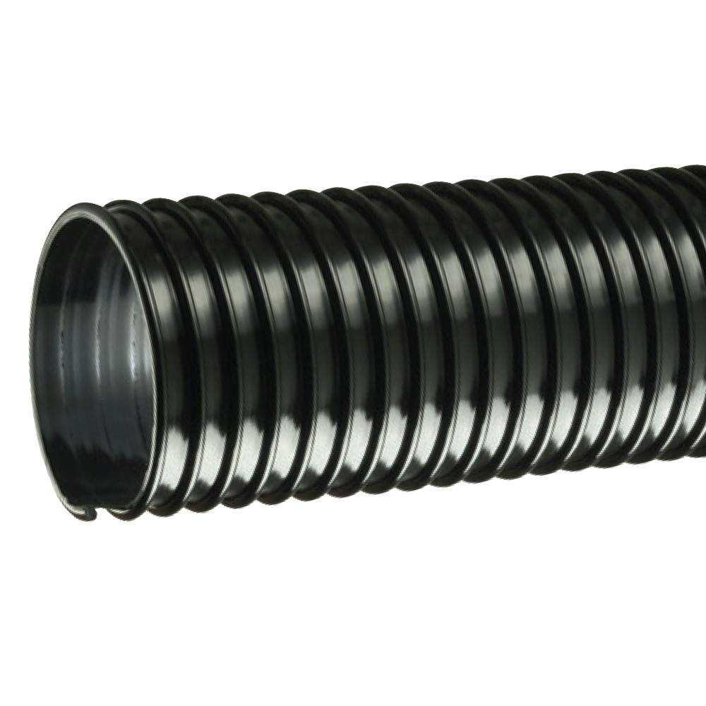 4" ID x 4.57" OD Tigerflex® Lawn King™ LK™ Series Low-Temperature Black PVC Ducting & Material Handling Hose - 100' Length