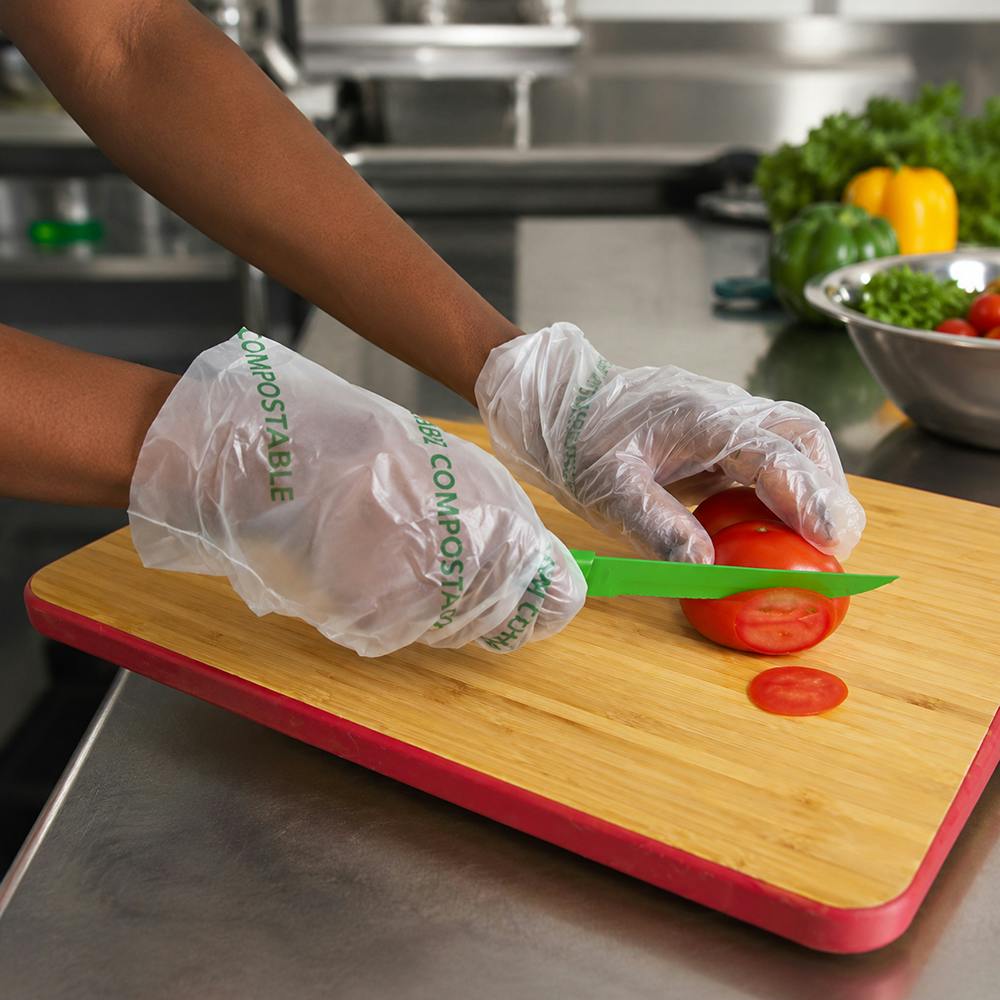 Large (3.5" to 4" Palm Width) Natur-Bag® Compostable Food Service Gloves - 200 per Box
