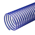 2-1/2" ID x 0.055" Wall Flex-Tube® PU 60 HF Series Heavy-Duty Clear Polyurethane Material Handling Hose with Blue ABS Helix - 50' Length