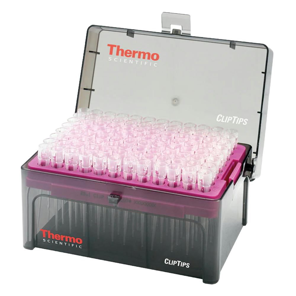 12.5µL Sterile Natural Polypropylene Thermo Scientific™ ClipTip™ Extended Length Pipette Tips - 96 per Rack; 10 Racks per Case