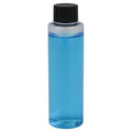 4 oz. Clear PET Slim Cylindrical Bottle with 24/410 Black Ribbed Cap with F217 Liner