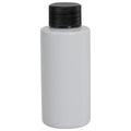 2 oz. White PET Cylindrical Bottle with 20/410 Black Ribbed Cap with F217 Liner